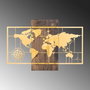 Wallity World Map With Compass - Gold